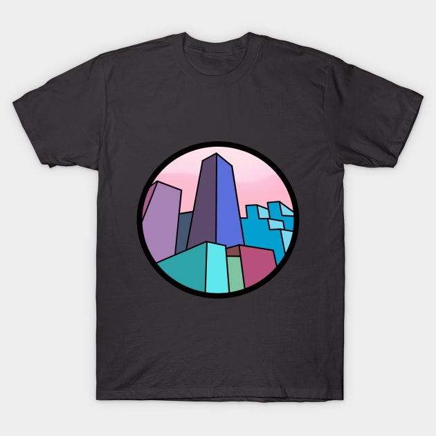 City Buildings On Pink Skies T-Shirt by Josh Diaz Villegas